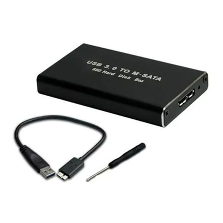 TAPDRA USB 3.0 mSATA SSD Enclosure 6Gbps External Hard Drive Case Aluminum Alloy Portable for 30mm 50mm mSATA SSDs