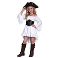 thumbnail image 4 of LUOGENLI Girls Fashion Girls Pirate Costume Dress off Shoulder Bell Sleeve High Low Ruffle Hat Halloween Cosplay White 4-5 Years, 4 of 9