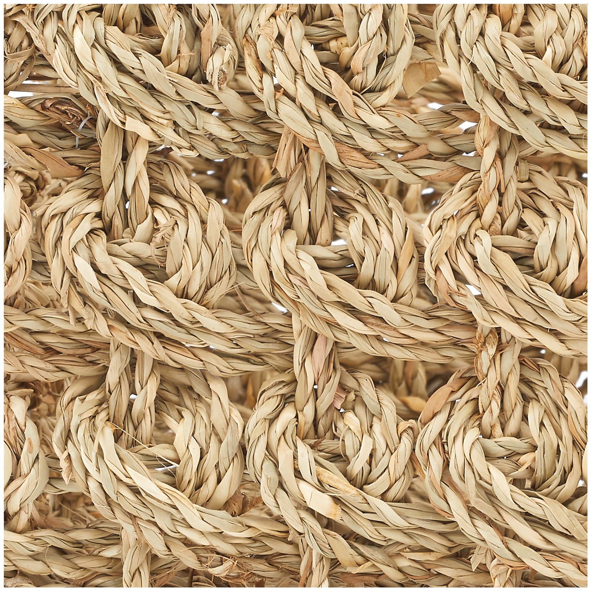 mDesign Seagrass Rose Weave Household Basket with Handles, 3 Pack, Natural/Tan