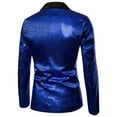 thumbnail image 4 of Yaoyar Men's Fashion Personality Solid Color Metallic Glossy Printed Suit Slim Fit Blazer Party Prom Tuxedo Blazer Suit Jackets Blue M, 4 of 4