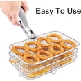 thumbnail image 4 of Air Fryer Rack for Ninja Double Air Fryer Stainless Steel Air Fryer Accessories Three Layer Dehydrator Racks Stackable Air Fryer Basket Tray Fit for Ninja Foodi DZ201 DZ401 (B 8.35x5.63x3.58inch), 4 of 8