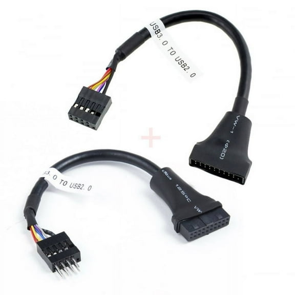Chenyang CY 2pcs USB 2.0 9Pin to USB 3.0 20pin Housing Header Female Cable Reversible for Motherboard Cable