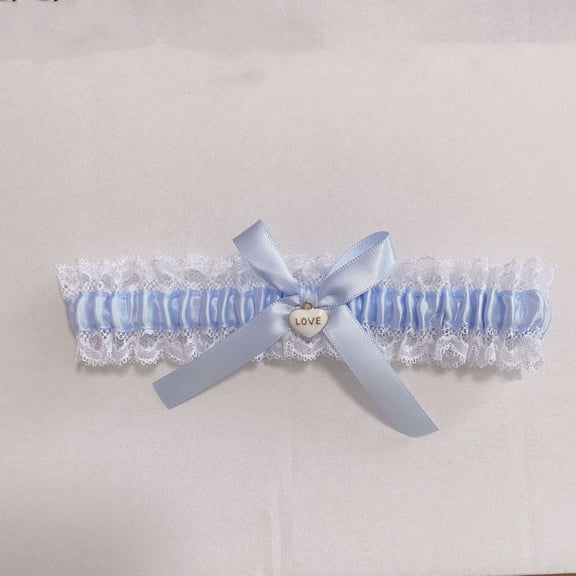 Xiao Hua wedding garter belt blue and white garter belt suitable for wedding bride gift wedding garter belt 15-23 inches, 1 piece, light blue