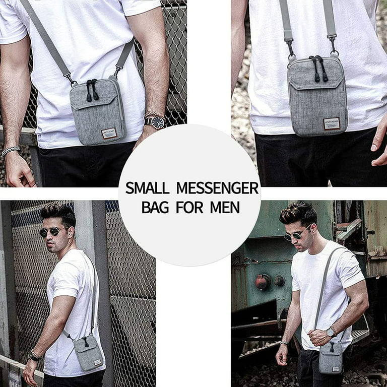 Floless Small Messenger Crossbody Bags Shoulder Satchel Bag Neck Pouch Bag for Men and Women, Adult Unisex, Gray