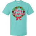 thumbnail image 3 of Inktastic Merry Christmas Wreath with Red Bow and Ornaments T-Shirt, 3 of 5