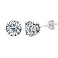 thumbnail image 1 of Boucles d'Oreilles à Tige Ronde en Or Blanc 14k avec Zircon Cubique Blanc, 4mm, 1 of 1