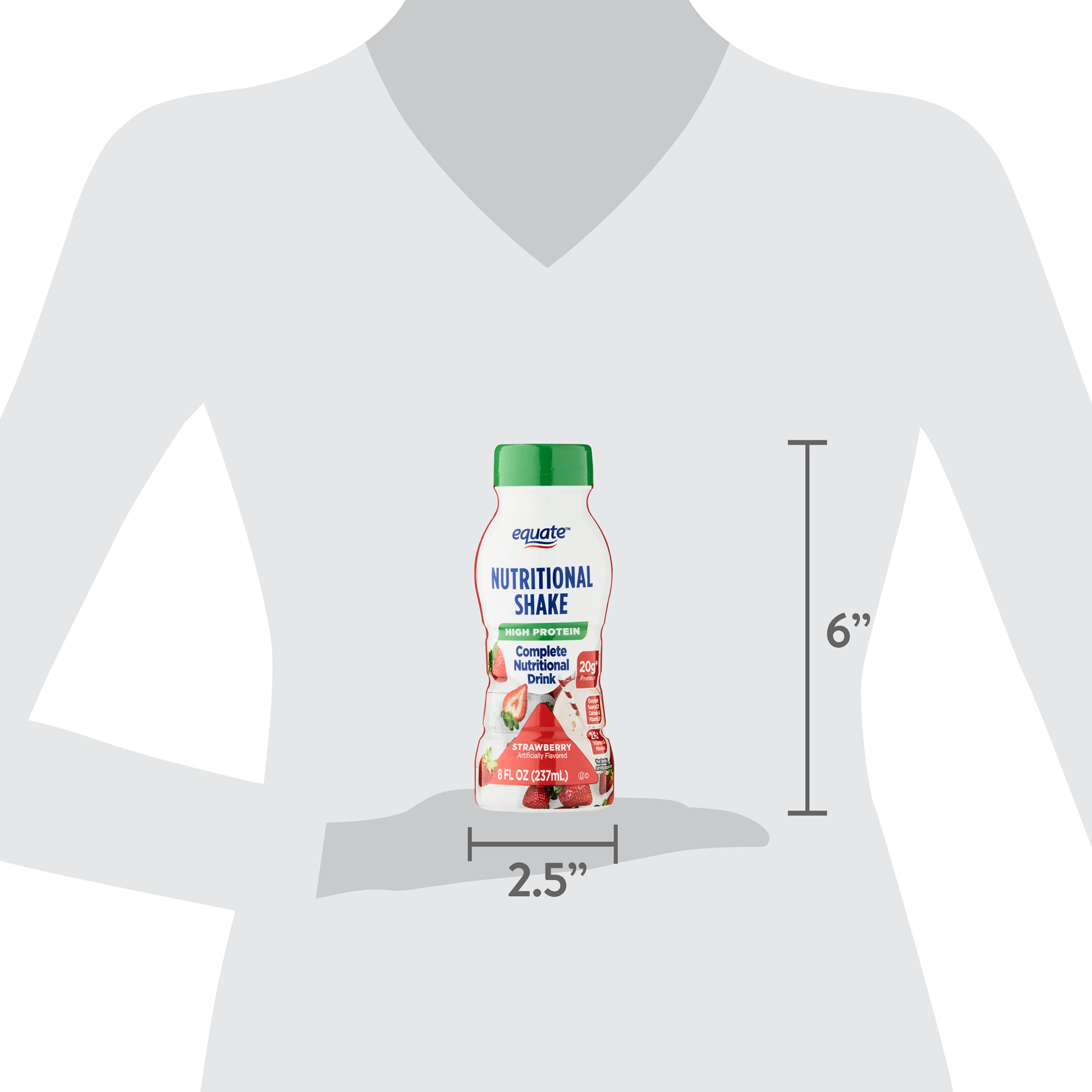 (3 pack) Equate High Protein Nutritional Shake, Strawberry, 8 fl oz, 24 Count