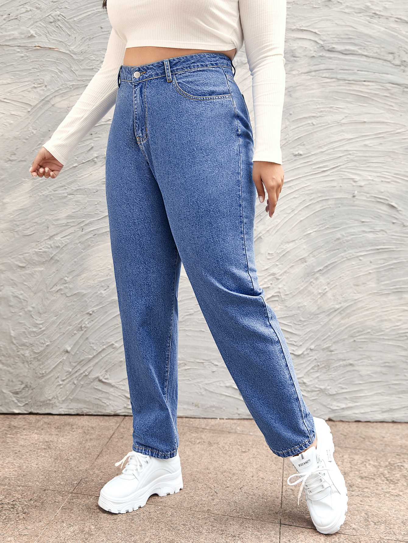 plain blue mom jeans