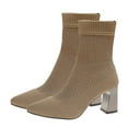 thumbnail image 2 of Wowcloth Women's Fashion Casual Ankle Boots – Fall Winter Solid Color Stretch Knit Sock Boots with Chunky High Heel for Trendy Everyday Wear, 2 of 9