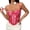 Hot Pink, variant on Trendy Boning Bustier for Women Newspaper Print Corsets with Lace Trim Overbust Corset Top for Going Out Club S