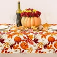 thumbnail image 3 of Fall Tablecloth Rectangle Autumn Leaves Pumpkin Tablecloth Farmhouse Washable Harvest Table Cover for Thanksgiving Picnic Home Kitchen Dining Table Decor, 60x102 Inch, 3 of 5