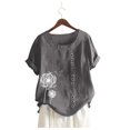 thumbnail image 5 of WTXUE T-Shirts Short Sleeve, Crew Neck Shirts for Women T-Shirt Loose Button Boho Size Plus SizeTanic Daily Bl Casual Tops for Women'S Plus Dark Gray/Printed XXL, 5 of 5
