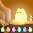 thumbnail image 1 of Baby Night Light,kids Night Light,7 Colors Kawaii Cat Night Light,rechargeable Led Night Light,timer Function Bedside Lamp,kids Night Light Silicone T, 1 of 5