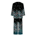 thumbnail image 5 of XFLWAM Women's Sleepwear Capri Pajama Sets Long Sleeve Two-Piece Pjs Crew Neck Lounge Sets Tops & Capri Pants with Pockets, 5 of 5