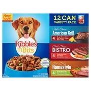 Kibbles 'n Bits Chef's Choice Bistro, Homestyle & American Grill Variety Pack Wet Dog Food, 13.2-Ounce Cans (12 Count)