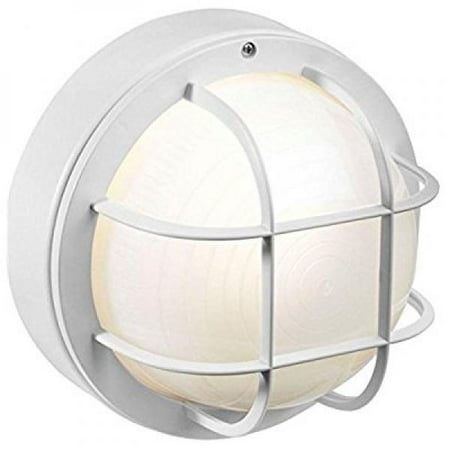 Newport Coastal 8 In Outdoor White Incandescent Round Nautical Flush Mount Light With Grille Newport Coastal 8 In Outdoor White Incandescent Round Nautical Flush Mount Light With Grille