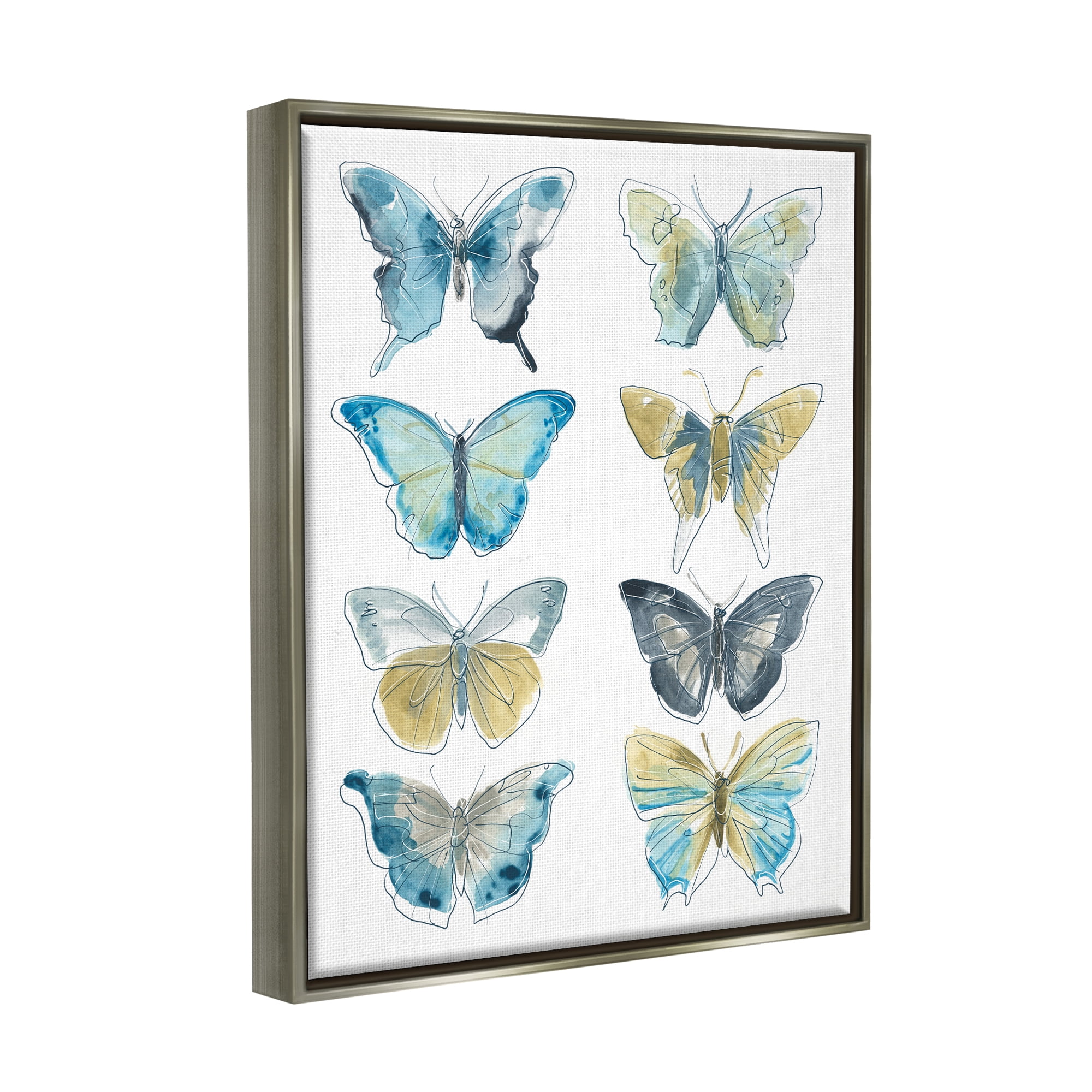 Stupell Varied Butterflies Insect Patterns Animals & Insects Painting Gray Floater Framed Art Print Wall Art