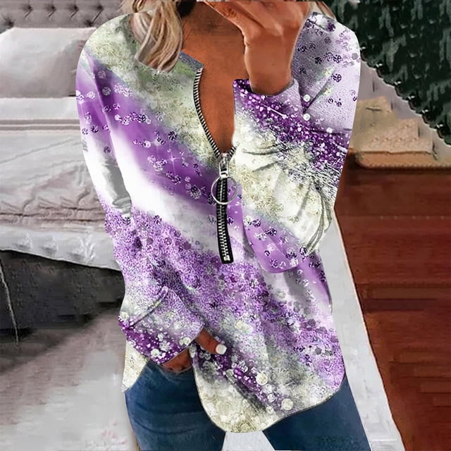 Liquidation à 50 % Chandail Surdimensionné pour Femmes 2023 Hauts Automne Manches Longues Chandail Ample Chemise Chic Décontractée Chandails à Col Rond pour Dames