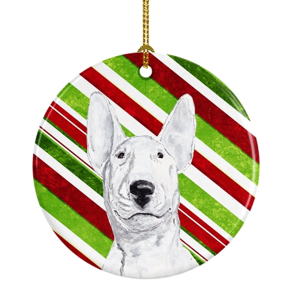 Bull Terrier Candy Cane Christmas Ceramic Ornament