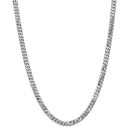 14K White Gold 6.10MM Flat Curb Link Chain Necklace, 18"
