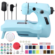 BCOOSS Mini Sewing Machine for Kids Beginners Dual Speed with Extension Table,Sewing Kit