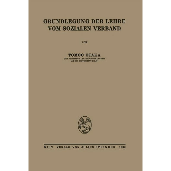 Grundlegung Der Lehre Vom Sozialen Verband, (Paperback)