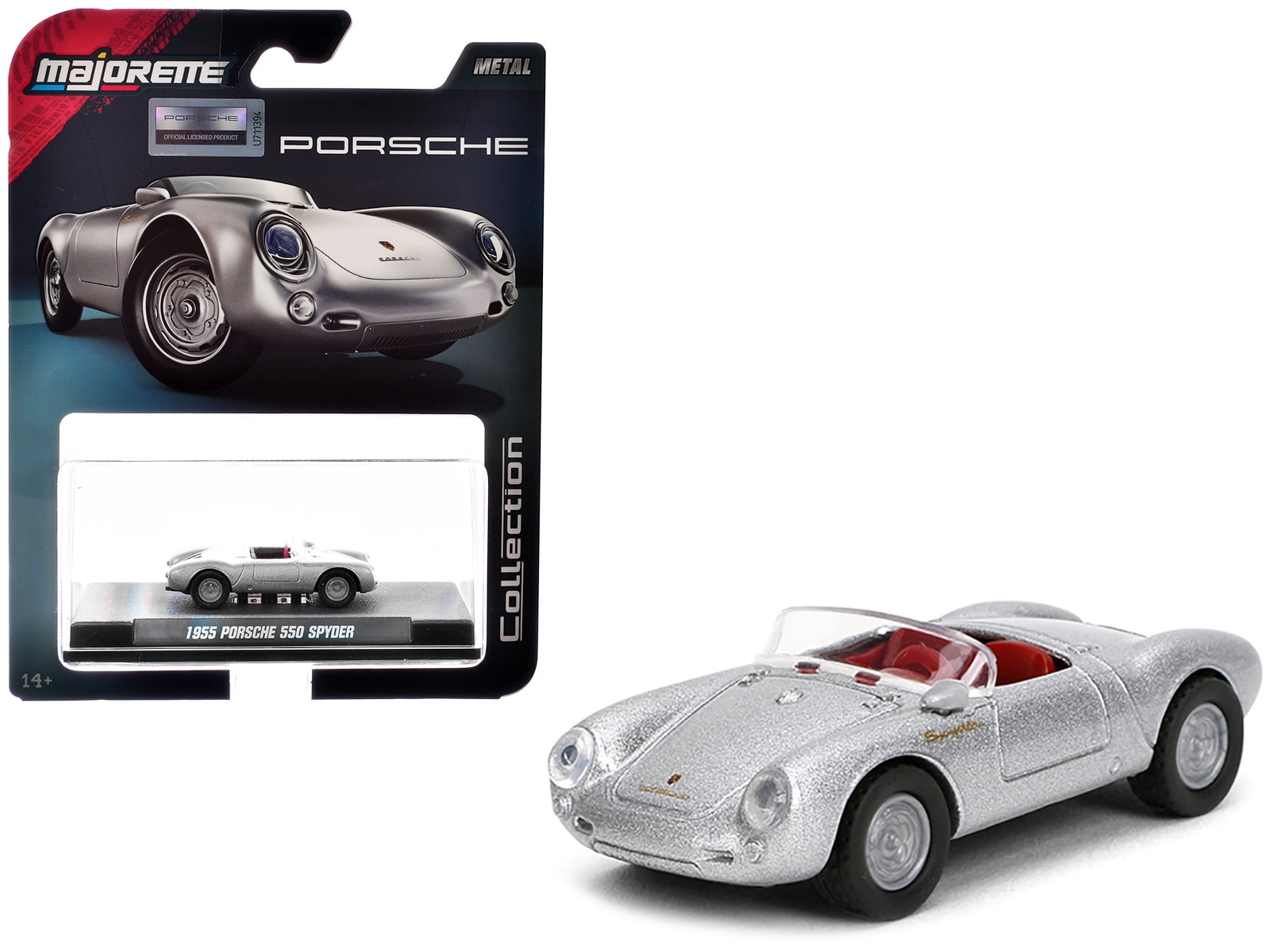 Maisto Porsche 550 A Spyder Diecast Car, 1:18 Scale, Silver, Real