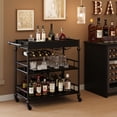 thumbnail image 2 of 3-Tier Bar Cart with Removable Serving Tray, Rolling Liquor Cart with Wine Rack and Glass Holder, 2 of 6
