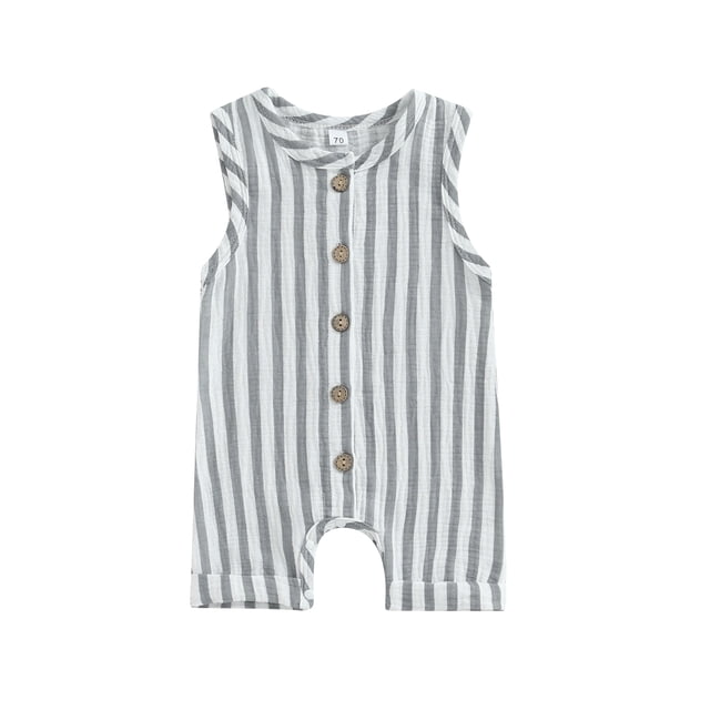 xiaxaixu Combinaison Bébé Col Rond Sans Manches Rayé Vêtements d'Été pour Filles Garçons