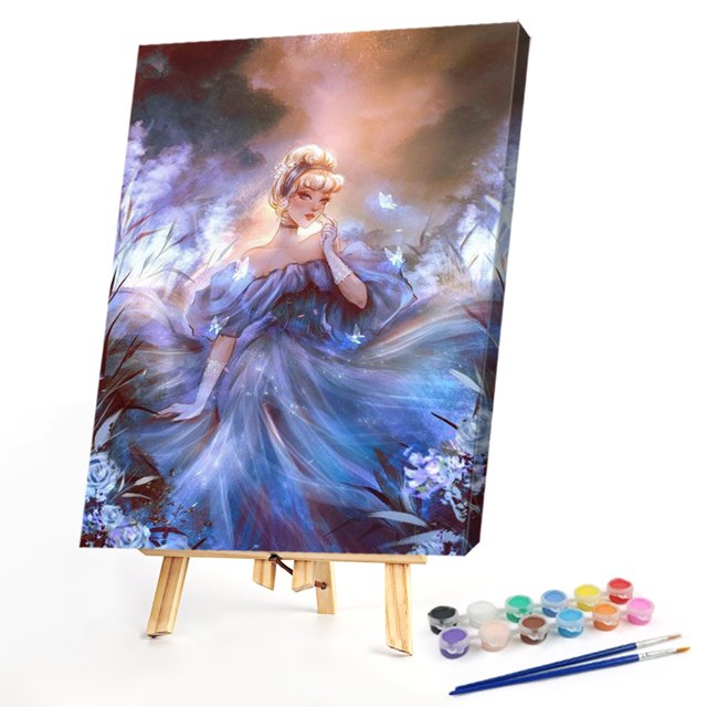 Cuadros Decorativos Kit de pintura al óleo de Cenicienta por números pintura acrílica DIY sobre lienzo arte sin marco Wdftyju embutido en tela