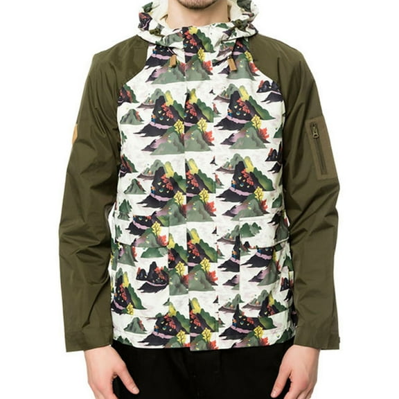 Staple Mens The Militech Nylon Windbreaker Jacket, Green, Medium