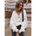 thumbnail image 2 of LOVE DOCK Women Knitted LOVE DOCK Sweater Fashion Autumn Long Sleeve Loose Coat Casual Button Thick V Neck Solid Female Tops 2022, 2 of 5