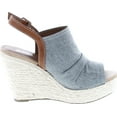 thumbnail image 6 of Soda Women's Jafari Open Toe Ruched Canvas Espadrille Platform Wedge, 6 of 7