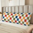 thumbnail image 2 of Balery Floral Checkerboard Funda Protectora para Almohada Corporal de Algodón Hipoalergénico con Cierre(55 x 21 pulgadas), Almohadas No Incluidas, 2 of 7