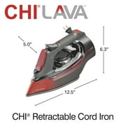 CHI Lava Clothing Iron, Steam Iron for Clothes with Lava Ceramic Soleplate & Retractable Cord, Black