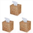 thumbnail image 1 of 3X Cubierta de Caja de Pañuelos Tejida A Mano de Jacinto de Agua, Servilletero de Mimbre Hecho A Mano, Decoración Rústica en Mesa y Baño, 1 of 5