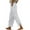36# White, variant on RPVATI Cropped Linen Pants Women Petite Petite Drawstring Wide Leg Beach Pants Summer Lightweight Elastic Waist Vacation Trousers with Pockets Gray S