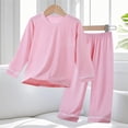 thumbnail image 2 of Bovxnpu Girls' Pajama Sets 2 Piece Lounge Sets Kids Long Sleeve Top Elastic Waist Pants Crew Neck Loungewear 2 Piece Outfits Sets Summer 2 Piece Outfits, 2 of 6