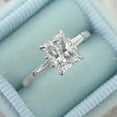 thumbnail image 7 of 2.5CT Radiant & Tapered Baguette Three Stone Style Moissanite Engagement Ring 14k White Gold, 7 of 7