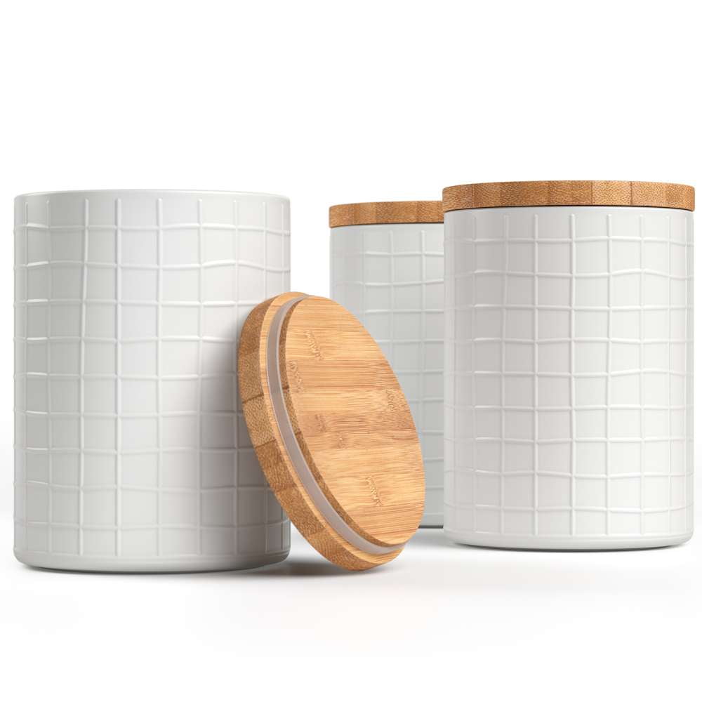 Barnyard Designs Kitchen Canisters with Bamboo Lids, Airtight Metal Canister Set, Coffee, Sugar