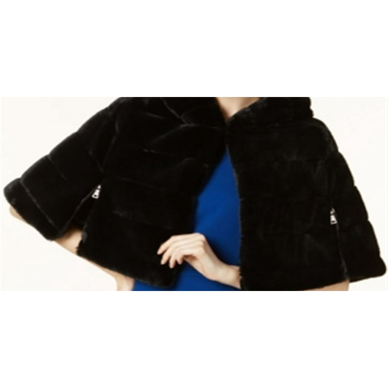 Betsey Johnson Women s Faux Fur Cape Black Size Small Walmart