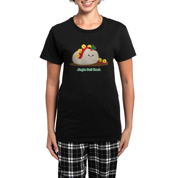 CafePress - Jingle Bell Rock Women's Dark Pajamas - Women's Short Sleeve Print T-Shirt and Pants Dark Cotton Pajama Set