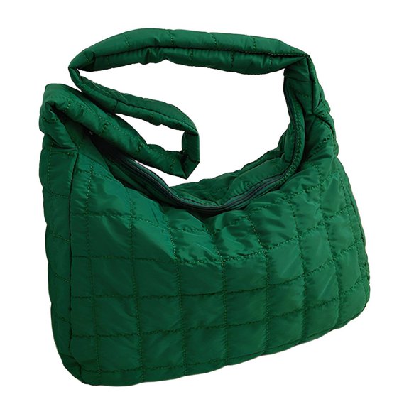TELOLY Puffer Tote Bag,Versatile Carrying Options Quilted Tote Bag for Women,Convenient Shoulder Or Handheld Puffy Bag,Green