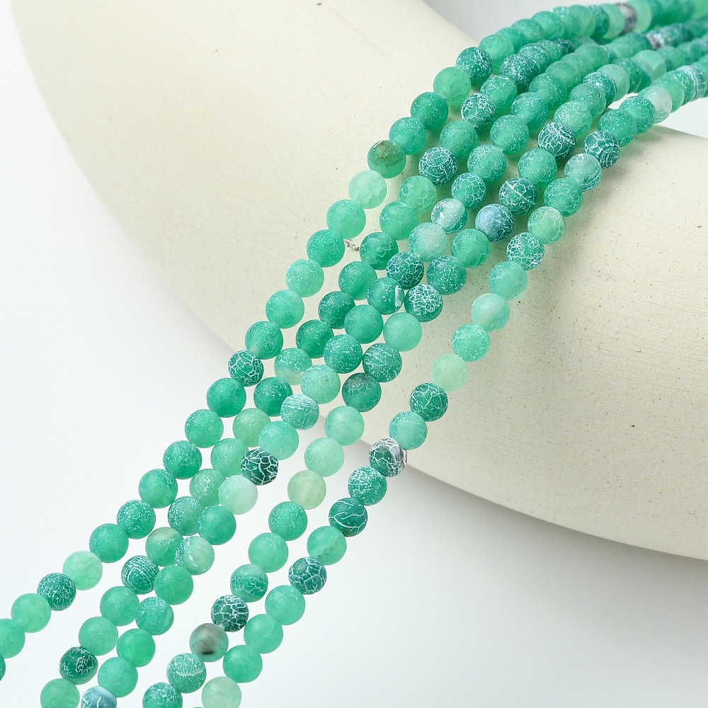 Natural Agate Beads Strands Dyed Round Grade A Green 4mm Hole: 0.8mm 93pcs/strand 14.5 inch
