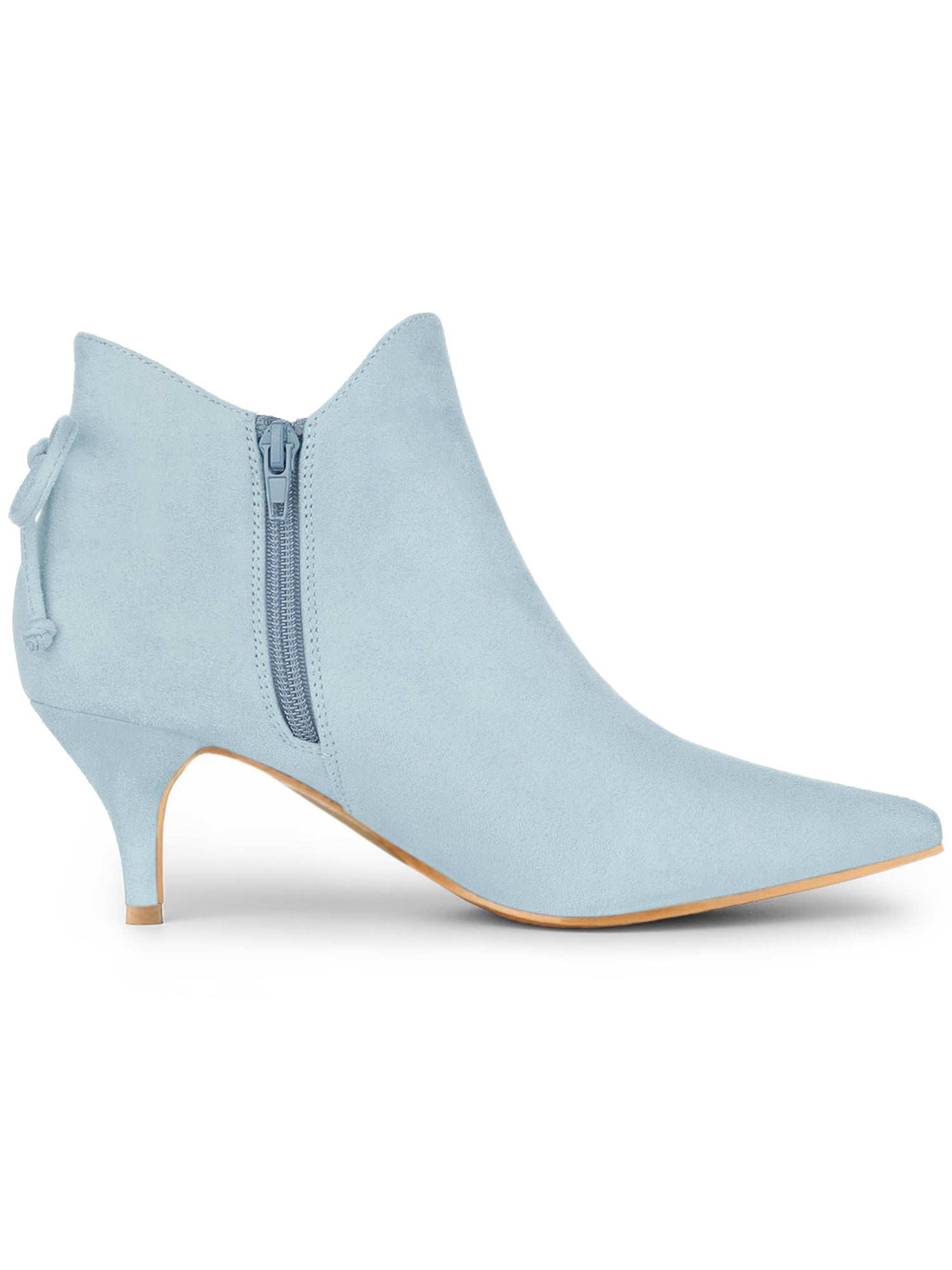 DARING DIVA Women's Pointy Toe Kitten Heel Ankle Booties Sky Blue 9