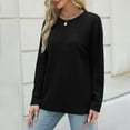 thumbnail image 6 of Sevevn Women's Solid Color Ribbed Knit Casual Crew Neck Fall Dressy Tops for Women Tunic Blouse Black XXL, 6 of 9