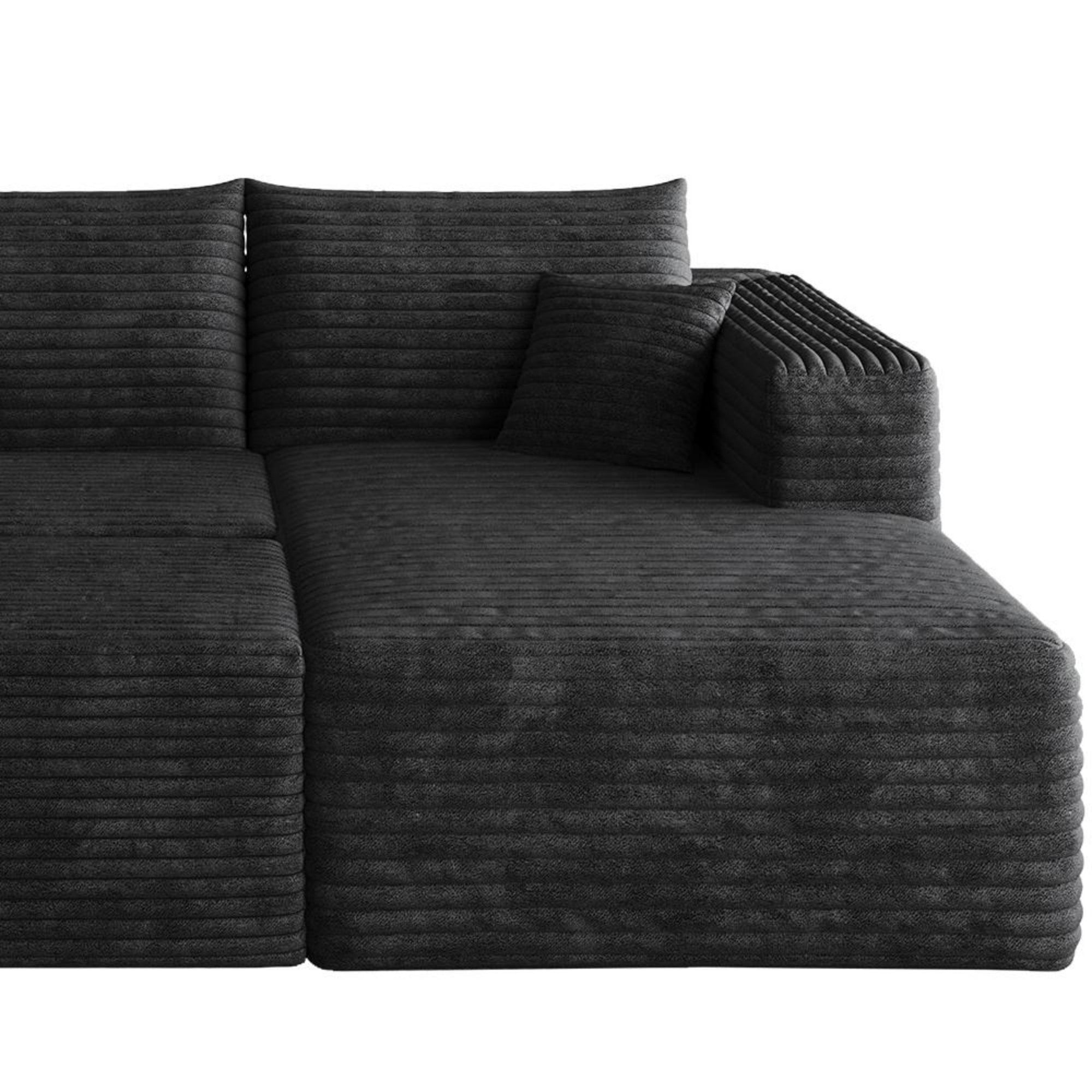 Sailvan 95" Cloud Sectional Sofa with 2 Ottomans,No Assembly Required U-Shaped Modular Couch,Deep Seat Sofa for Living Room Black