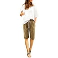 thumbnail image 3 of Bermuda Shorts for Women Knee Length Lightweight Elastic High Waist Straight Leg Relaxed Fit Casual Shorts with Pockets, 3 of 6