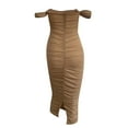thumbnail image 5 of Summer Saving Wycnly Formal Dresses for Women Party Prom Sexy off Shoulder Ruched Bodycon Wrap Pencil Dresses Sleeveless Tube Top Solid 2024 Summer Midi Dress Khaki m, 5 of 5