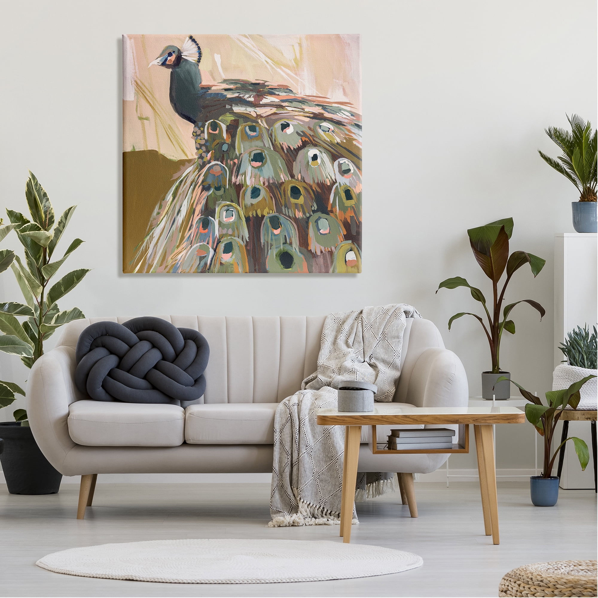 Stupell Industries Abstract Peacock Portrait Animals & Insects Painting Gallery Wrapped Canvas Art Print Wall Art, 36 x 36